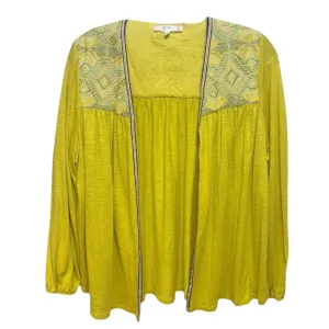 All I Am Embroidered Cardigan By Ezra In Yellow, Size: M