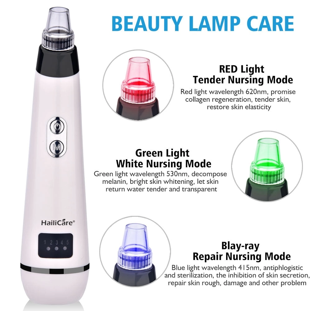 Blackhead Vacuum Suction Pore Vacuum Cleaner Facial Blackhead Acne Removal Tools 3 Colors Light Photon Rejuvenation Skin Care