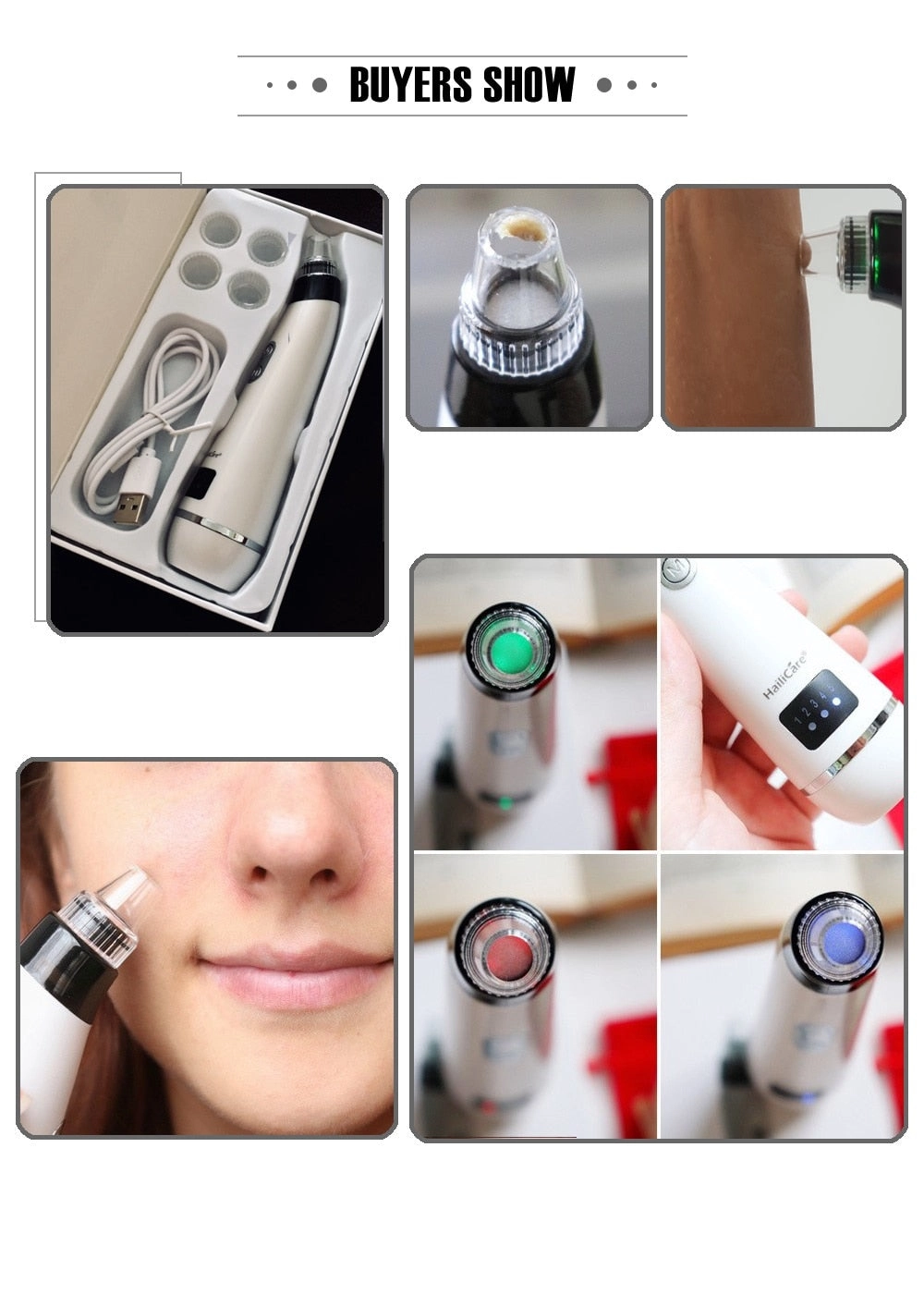 Blackhead Vacuum Suction Pore Vacuum Cleaner Facial Blackhead Acne Removal Tools 3 Colors Light Photon Rejuvenation Skin Care