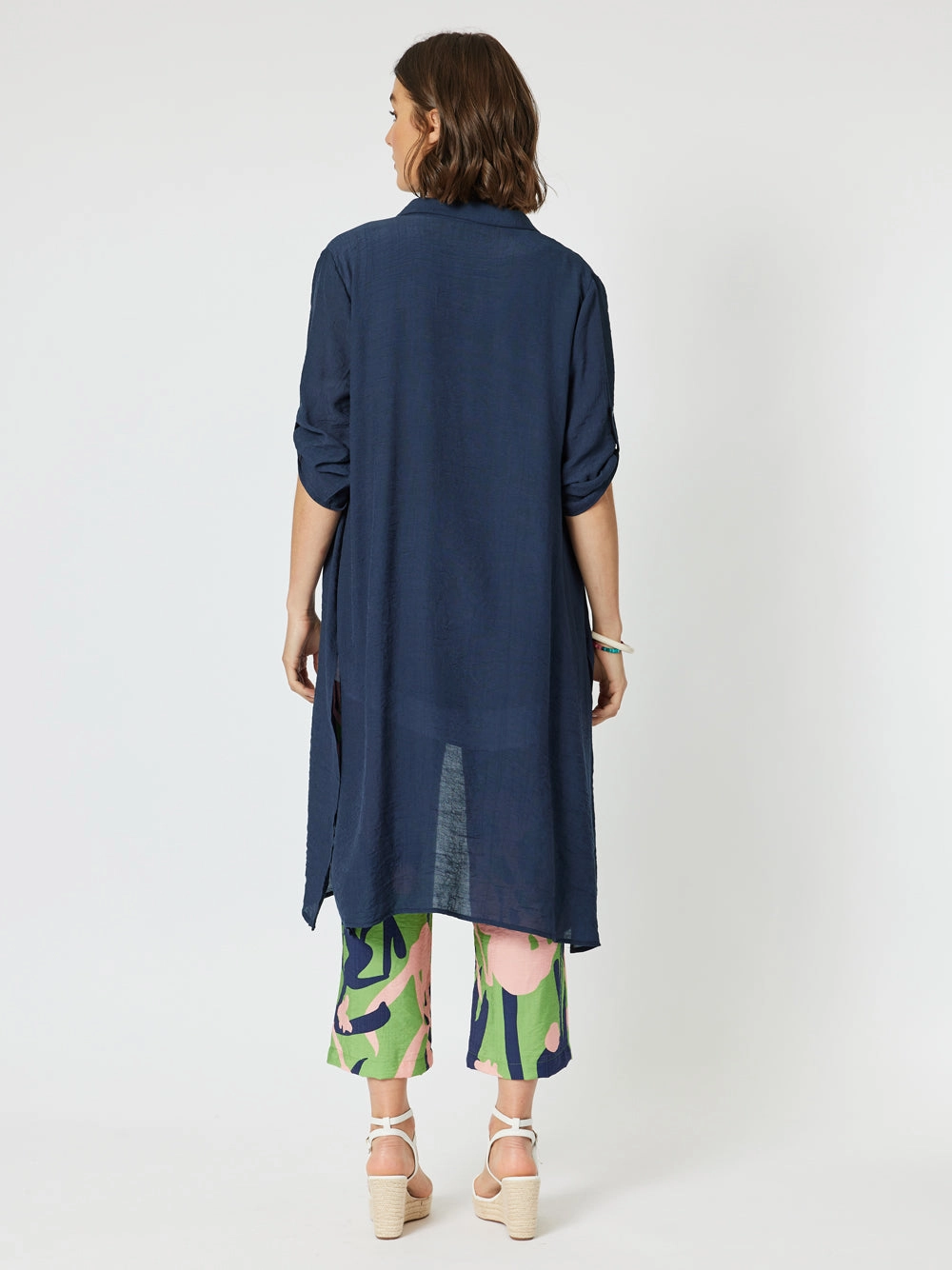 Clarity Long Duster Shirt Navy