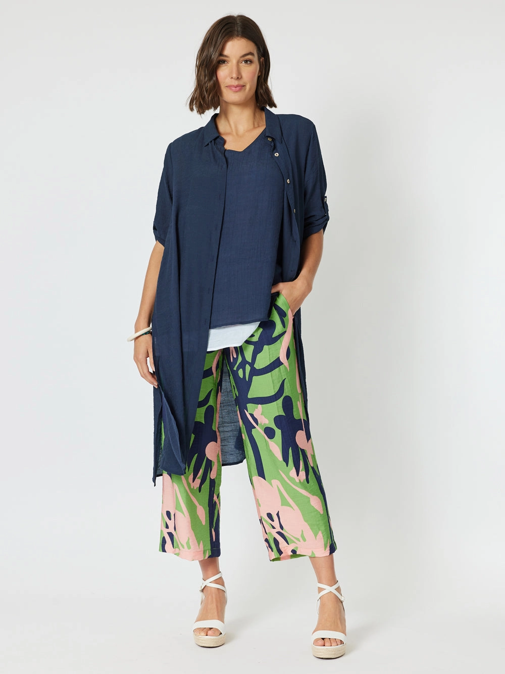 Clarity Long Duster Shirt Navy