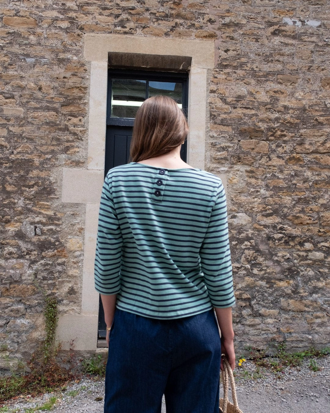 Classic Women's Cotton Sailor Striped T-Shirt | Duck Egg & Indigo