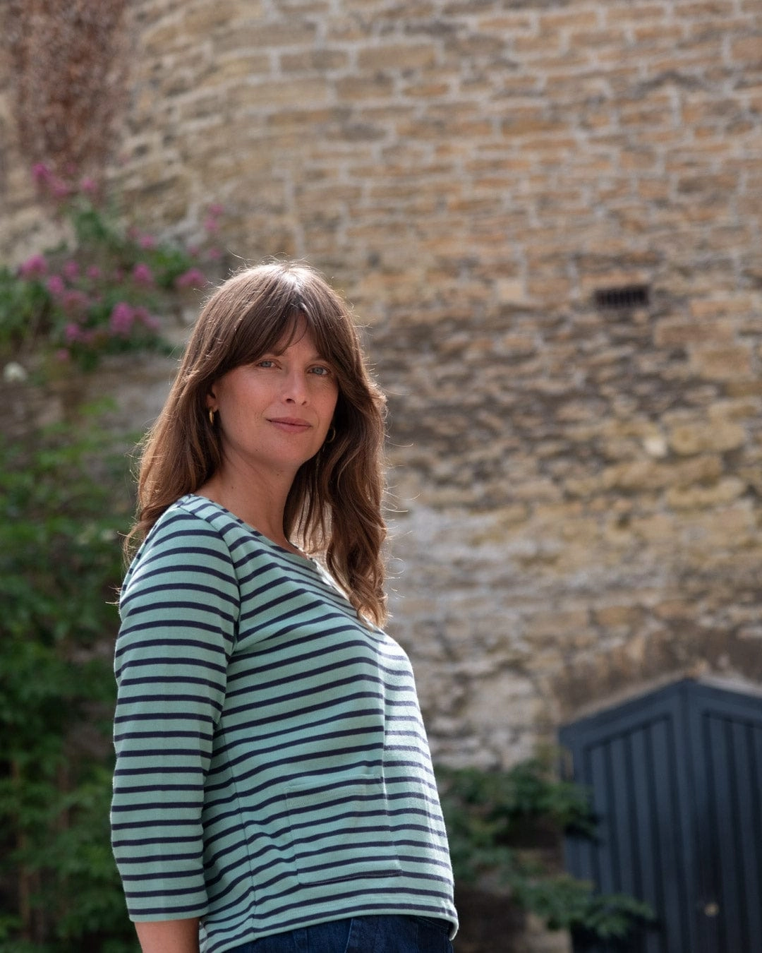 Classic Women's Cotton Sailor Striped T-Shirt | Duck Egg & Indigo