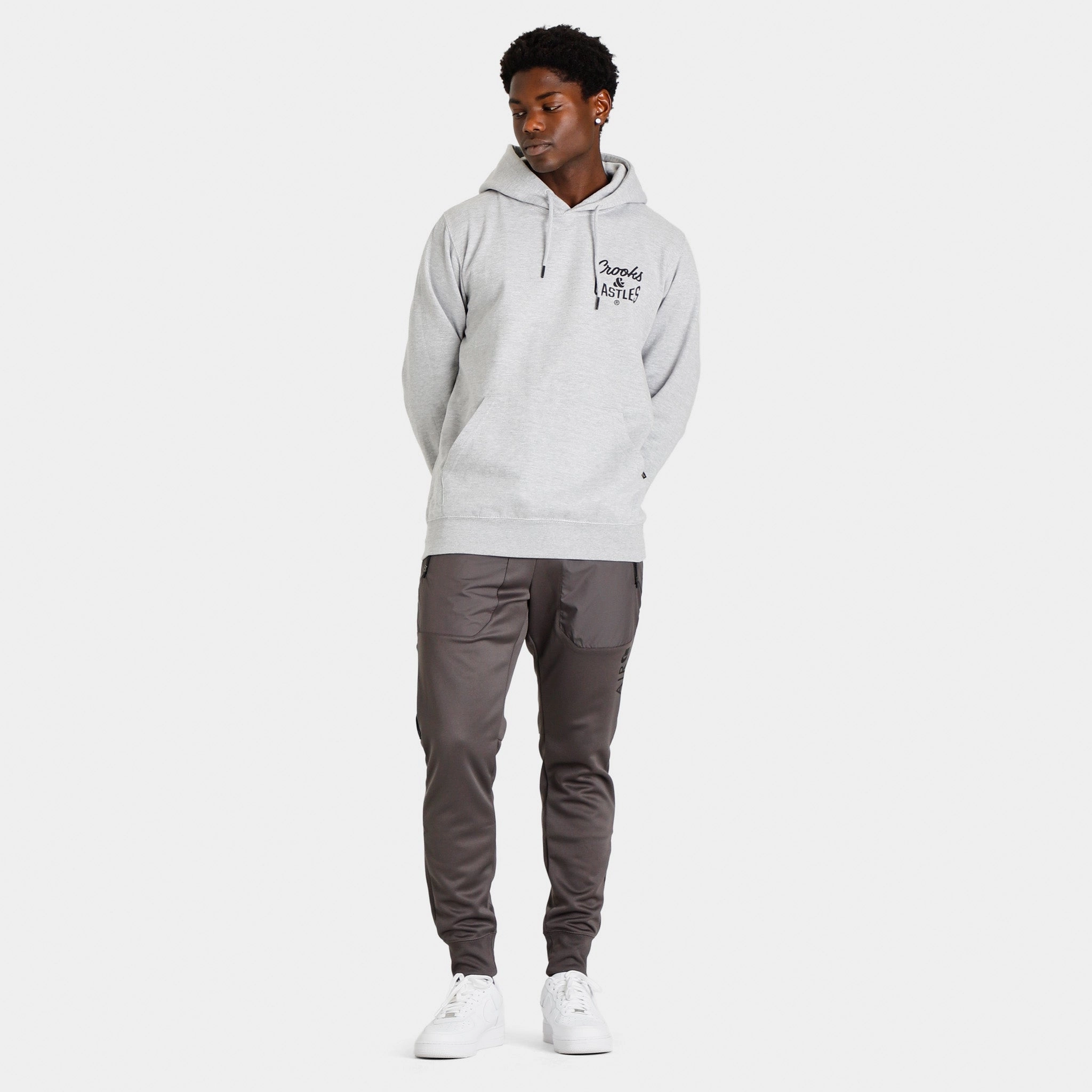 Crooks & Castles Reverse Core Logo Pullover Hoodie / Heather Grey