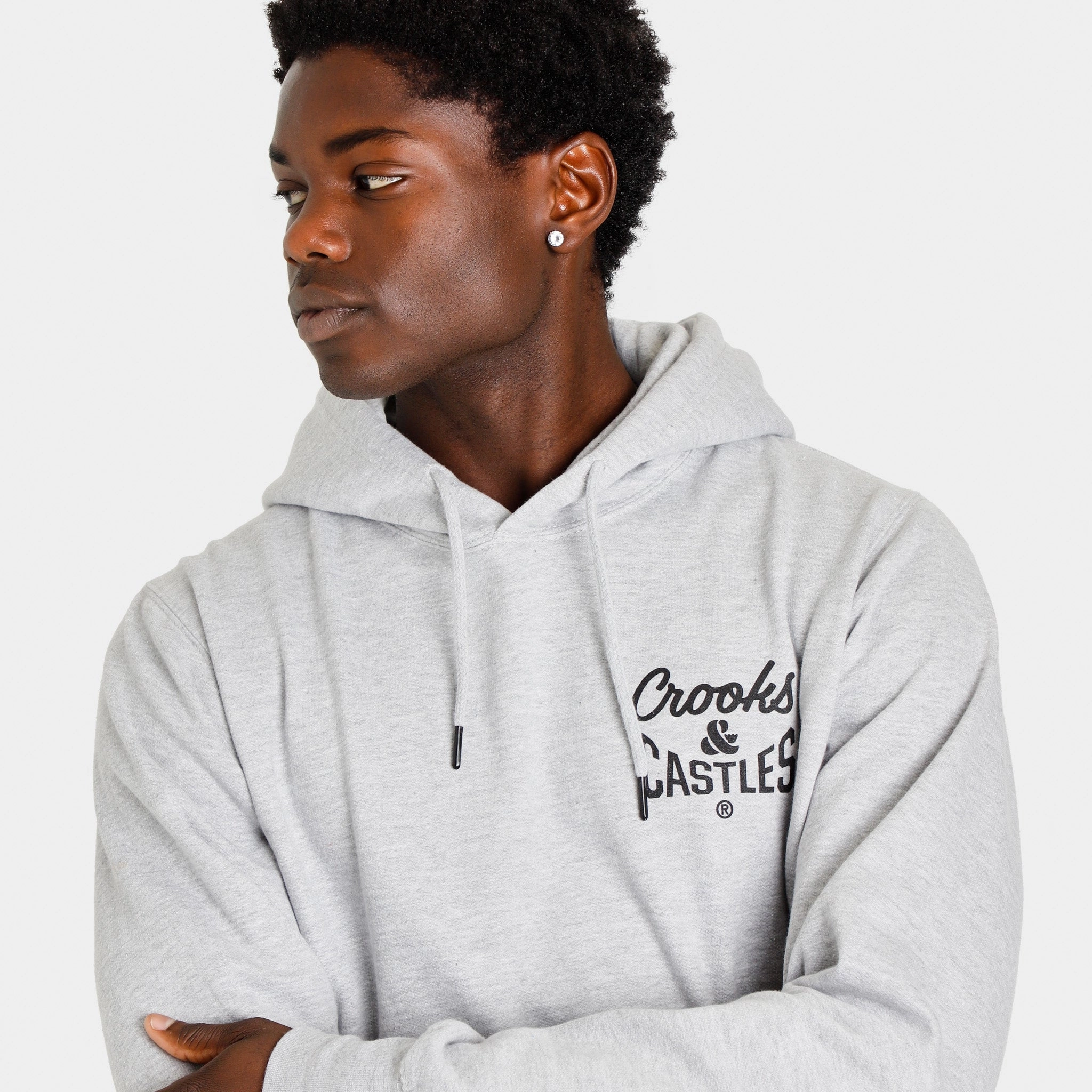 Crooks & Castles Reverse Core Logo Pullover Hoodie / Heather Grey