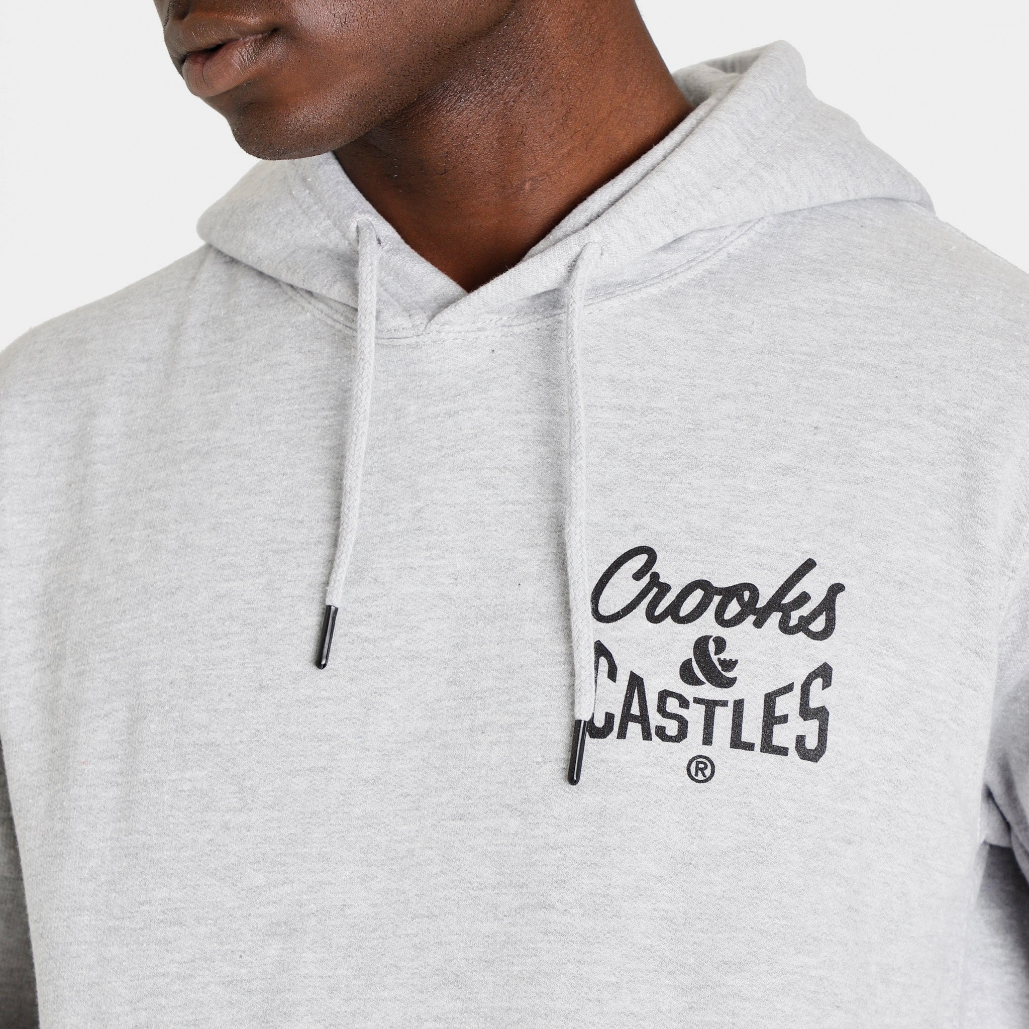 Crooks & Castles Reverse Core Logo Pullover Hoodie / Heather Grey