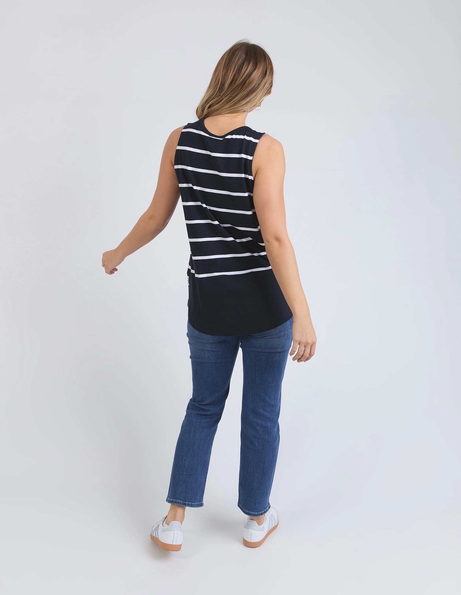Elm Rib Tank Navy With White Stripe