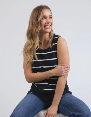 Elm Rib Tank Navy With White Stripe