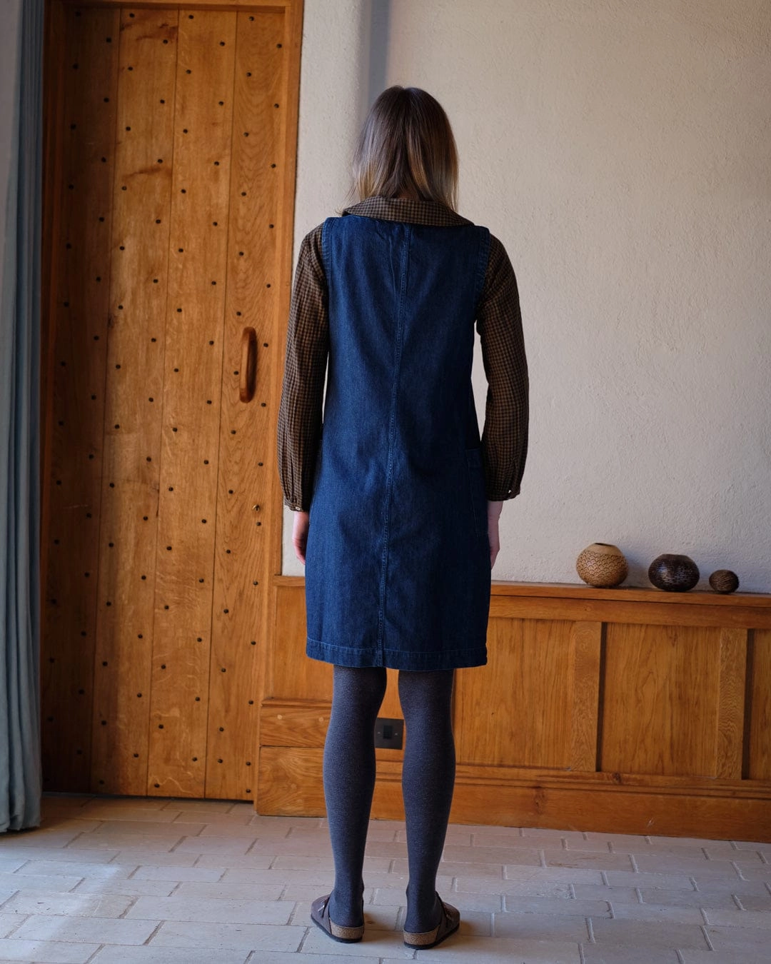 Eva Pinafore Cotton Dress | Blue