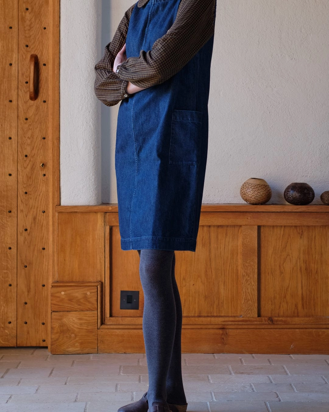 Eva Pinafore Cotton Dress | Blue