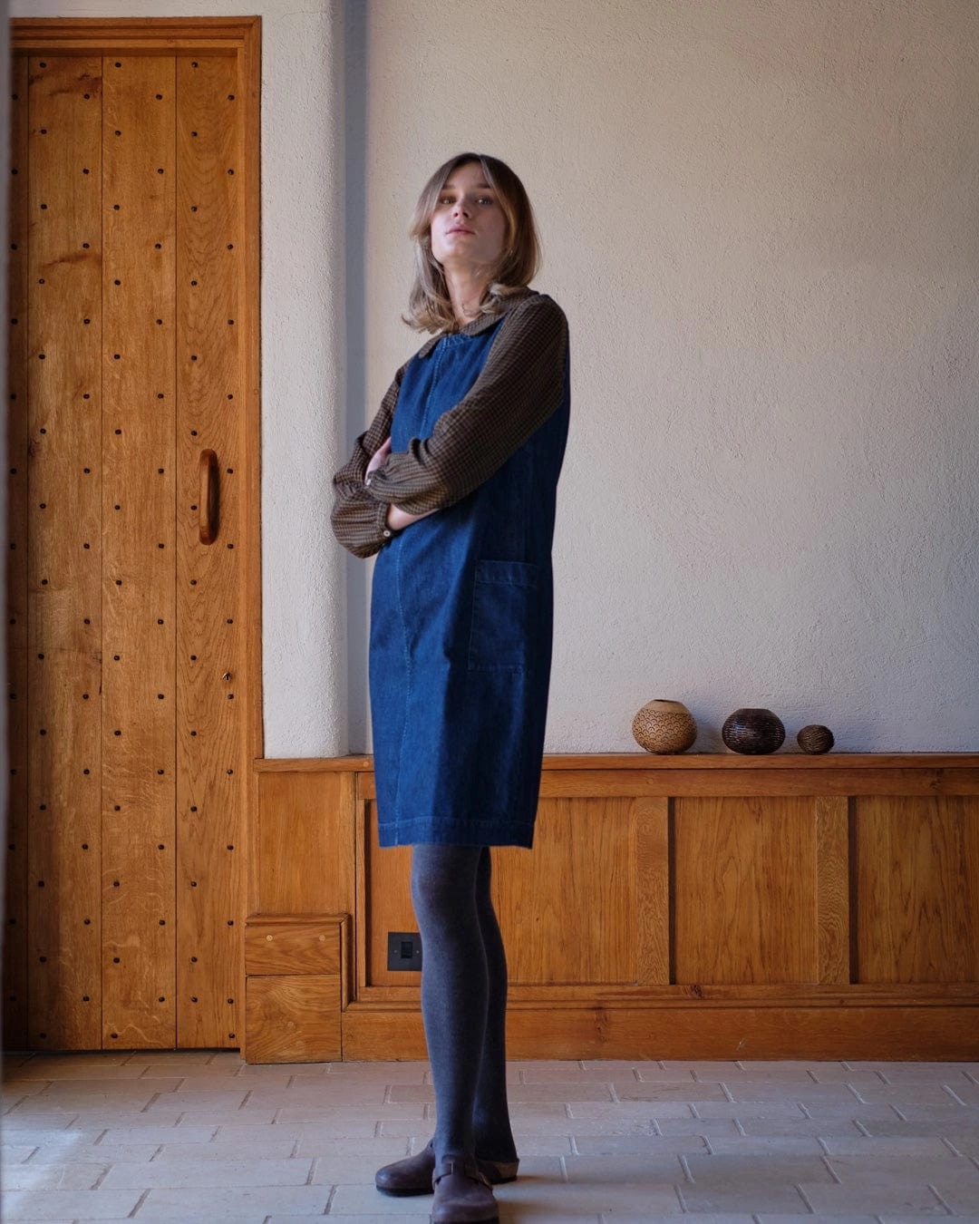 Eva Pinafore Cotton Dress | Blue