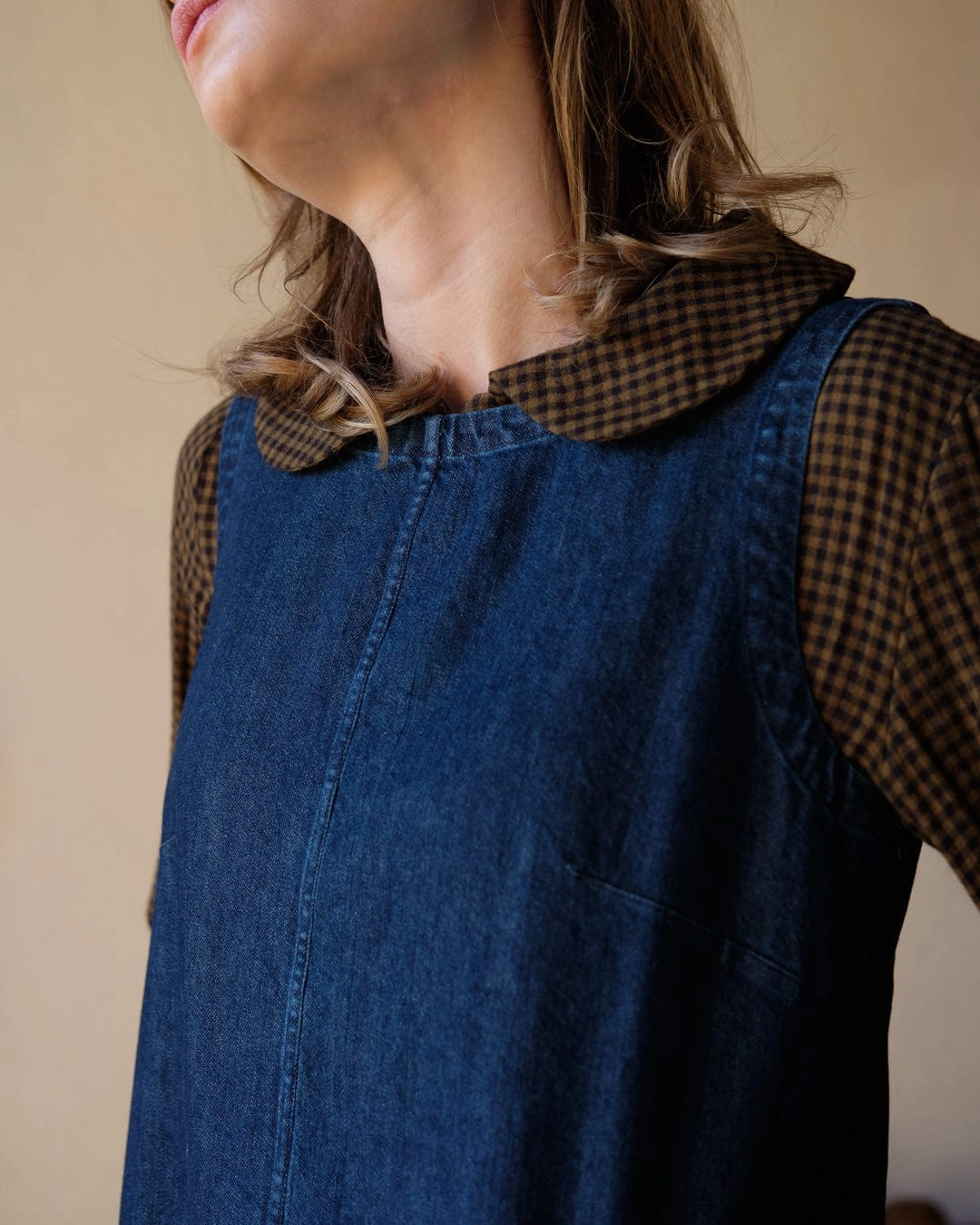 Eva Pinafore Cotton Dress | Blue