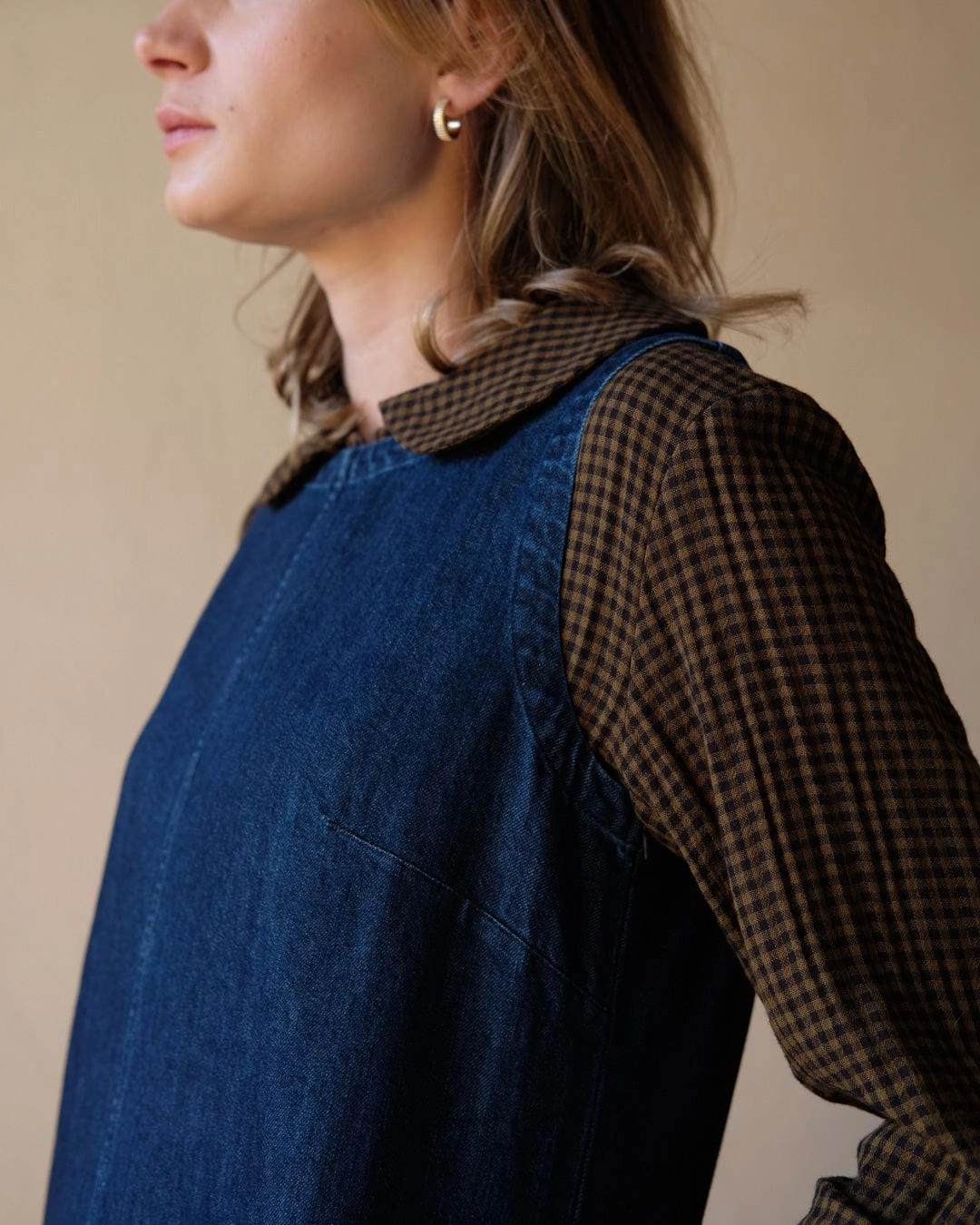 Eva Pinafore Cotton Dress | Blue