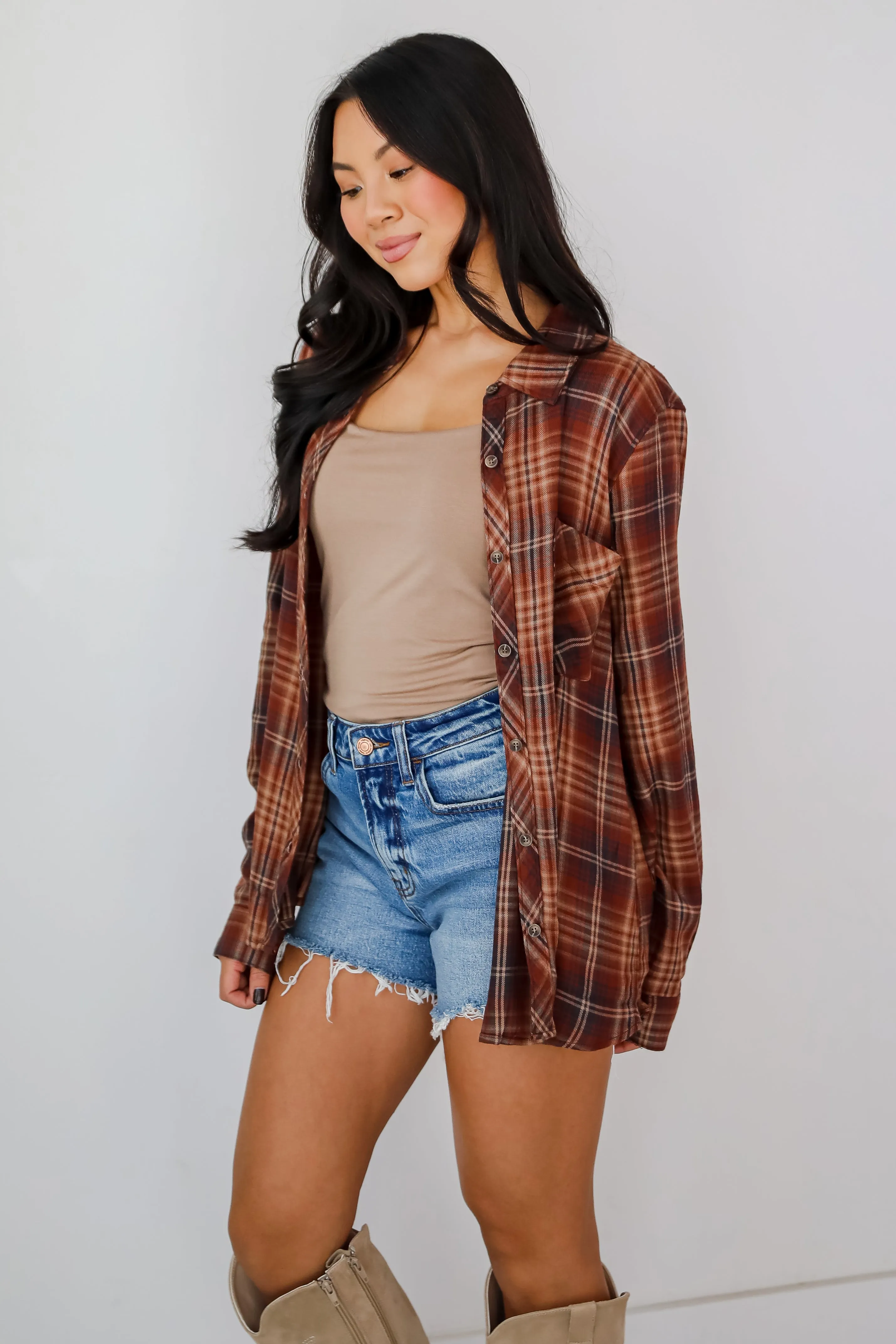 FINAL SALE - Exceptional Confidence Burgundy Plaid Flannel