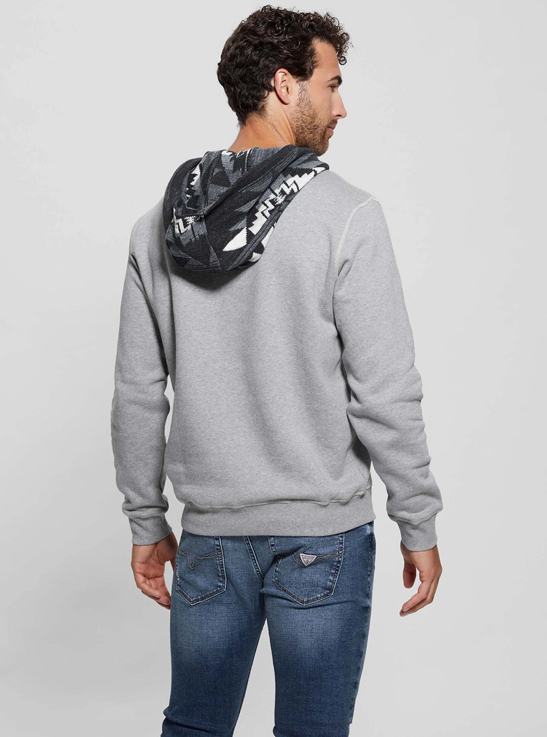Grey Contrast Hoodie Jumper