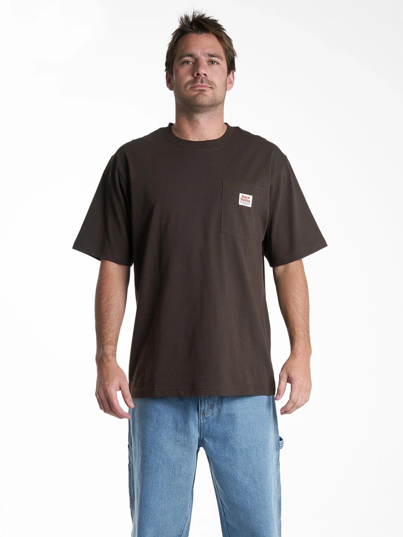 Hard Yakka X Thrills Oversize Pocket Tee - Postal Brown