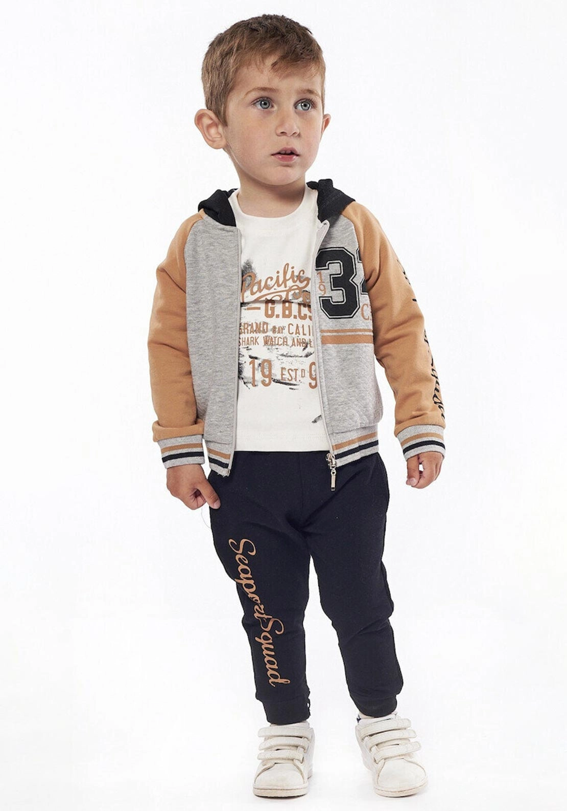 Hashtag Boys Zipped Hoodie, T-Shirt & Bottoms Set, Multi