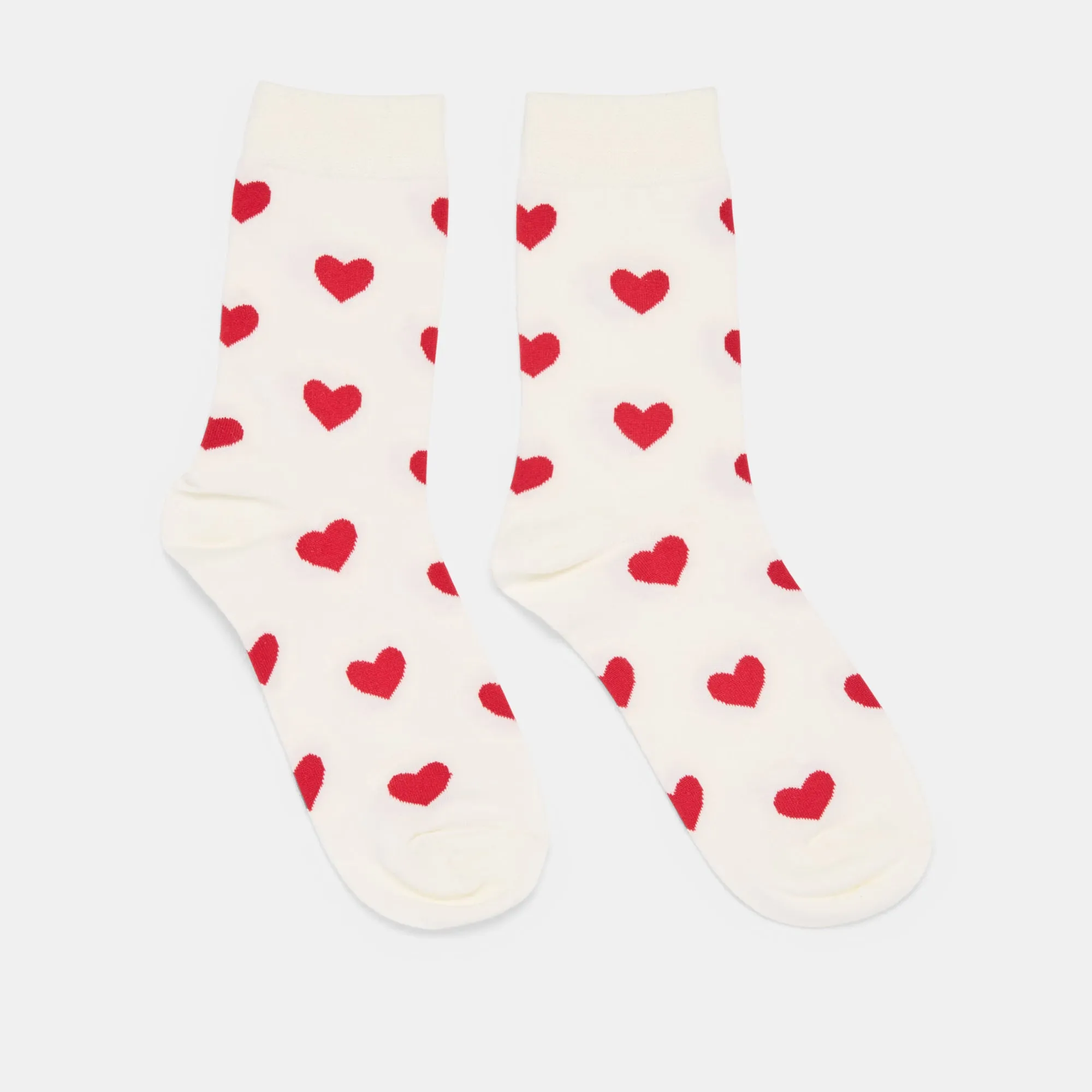 HEARTS CREW SOCKS WHITE RED