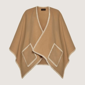 Iona Woven Pure Wool Cape - Camel