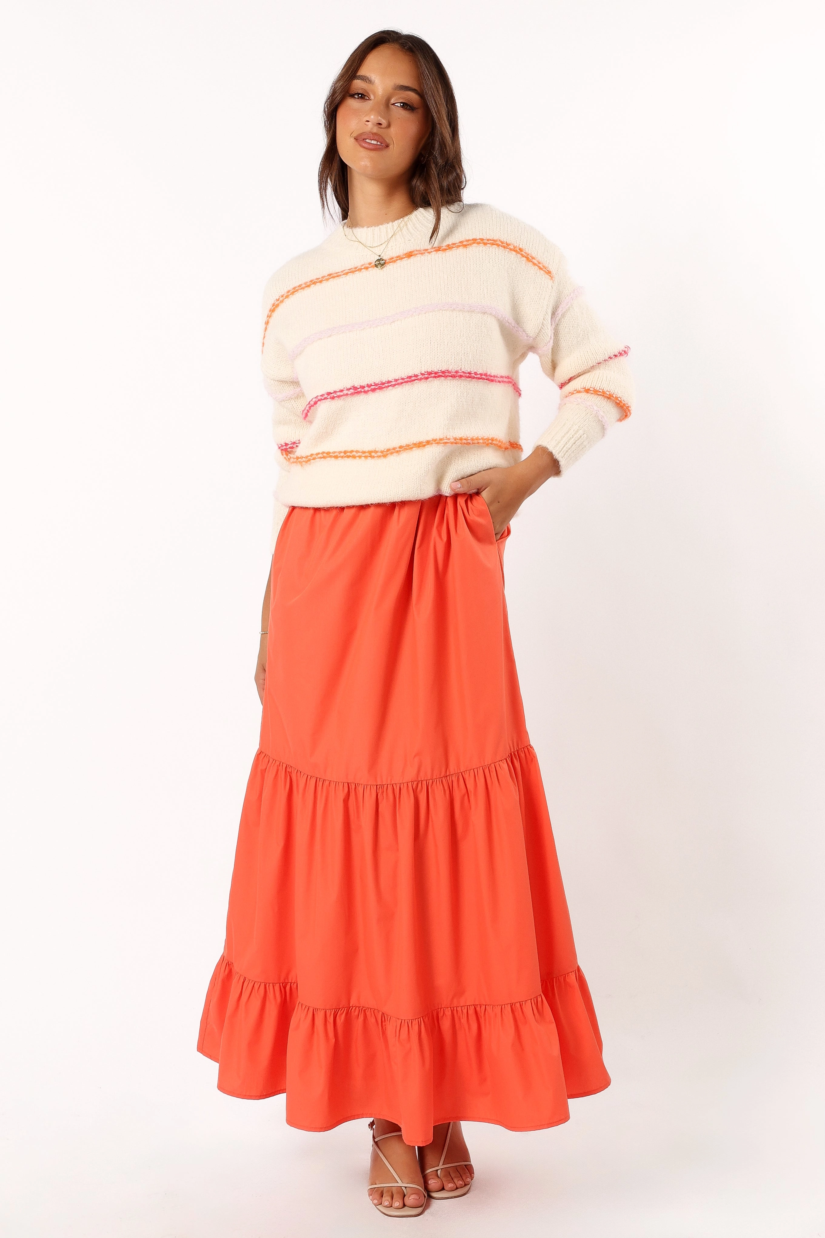 Lyla Multi Color Stripe Knit Sweater - Cream