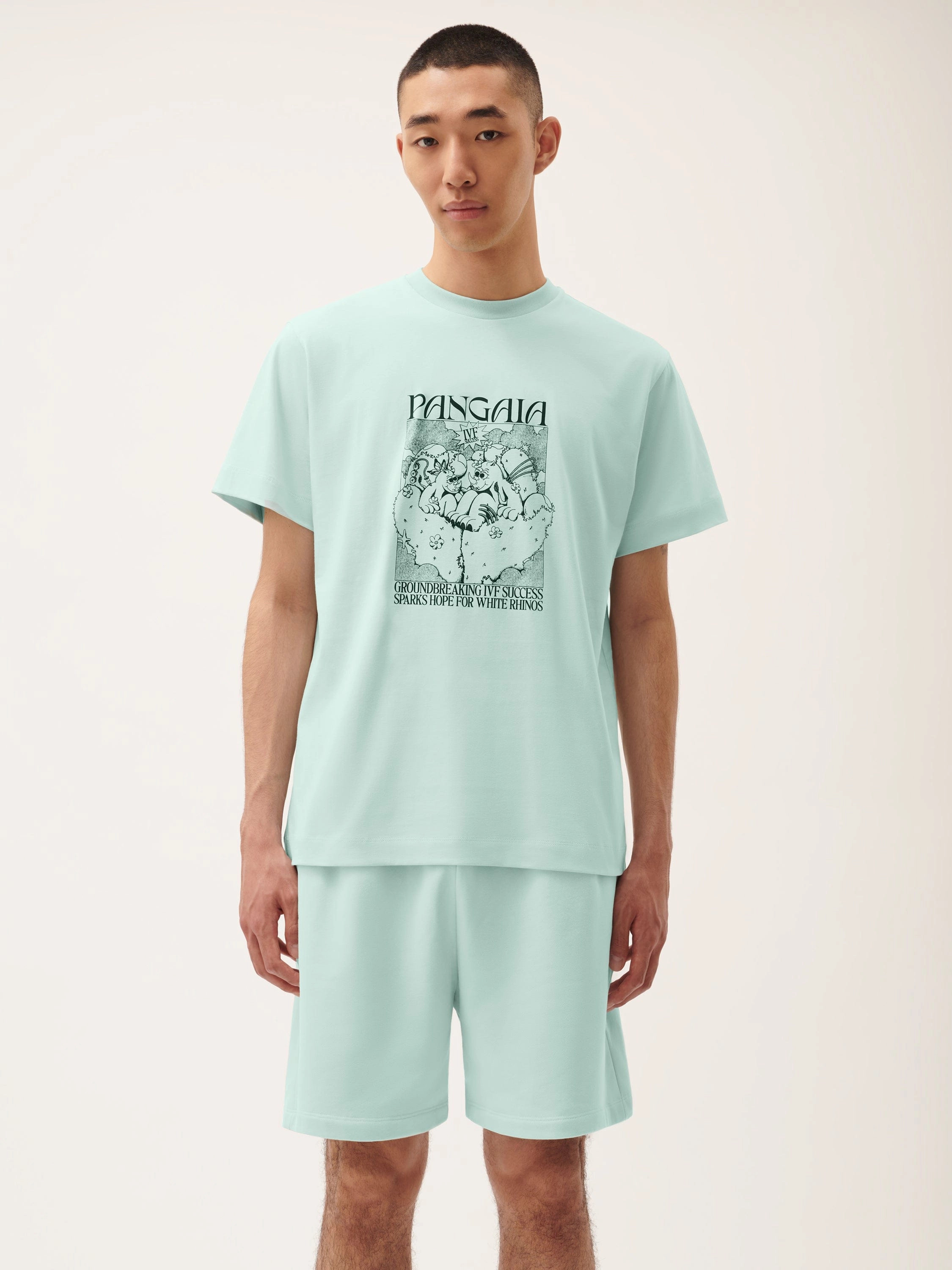 Mens White Rhino Hope T-Shirt—reflect blue