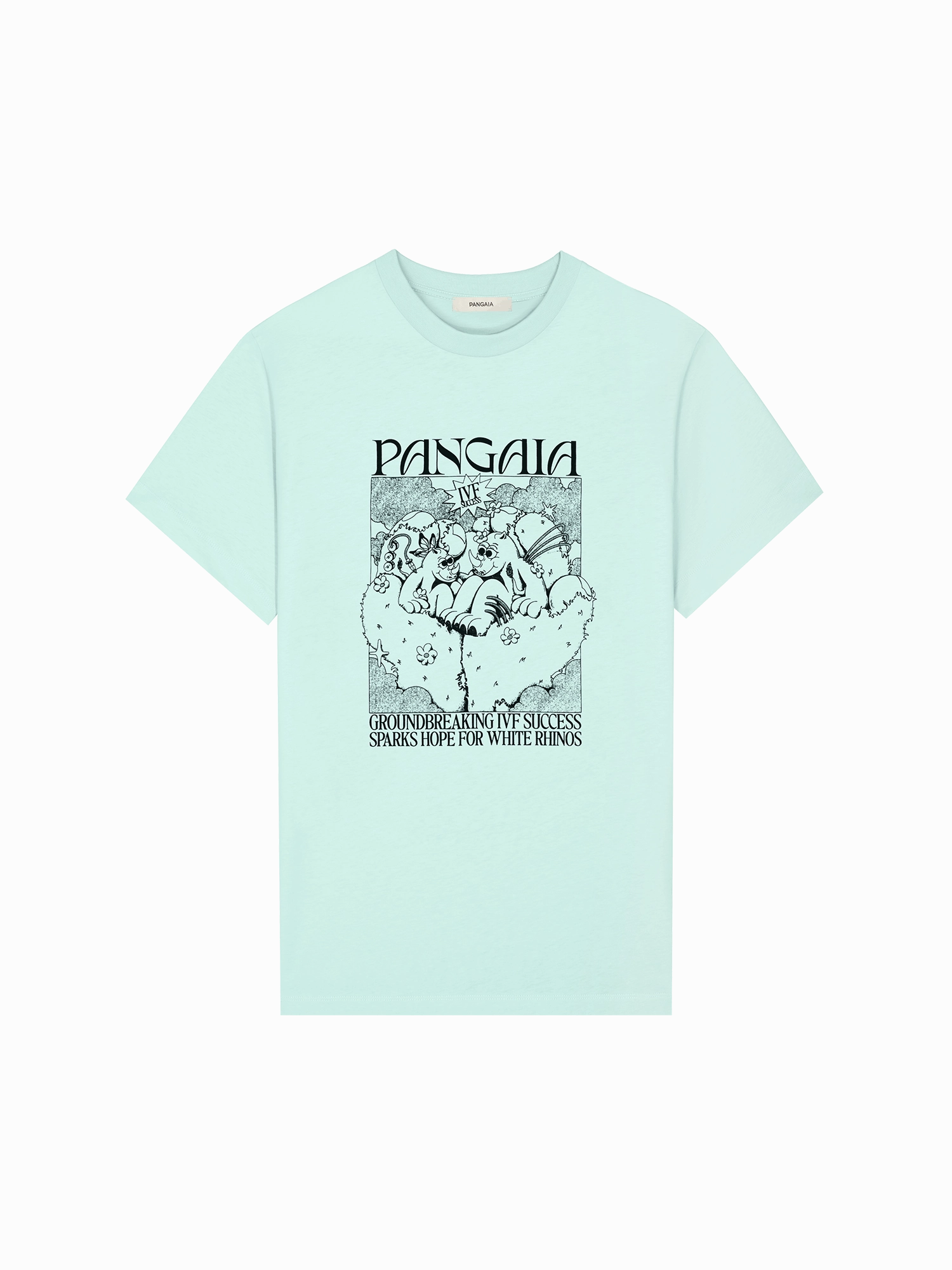 Mens White Rhino Hope T-Shirt—reflect blue