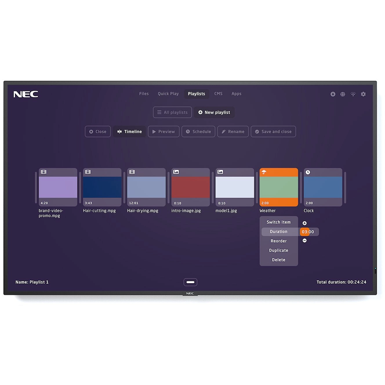 NEC MultiSync® M551-MPi4 LCD 55" Midrange Large Format Display (incl. NEC MediaPlayer)