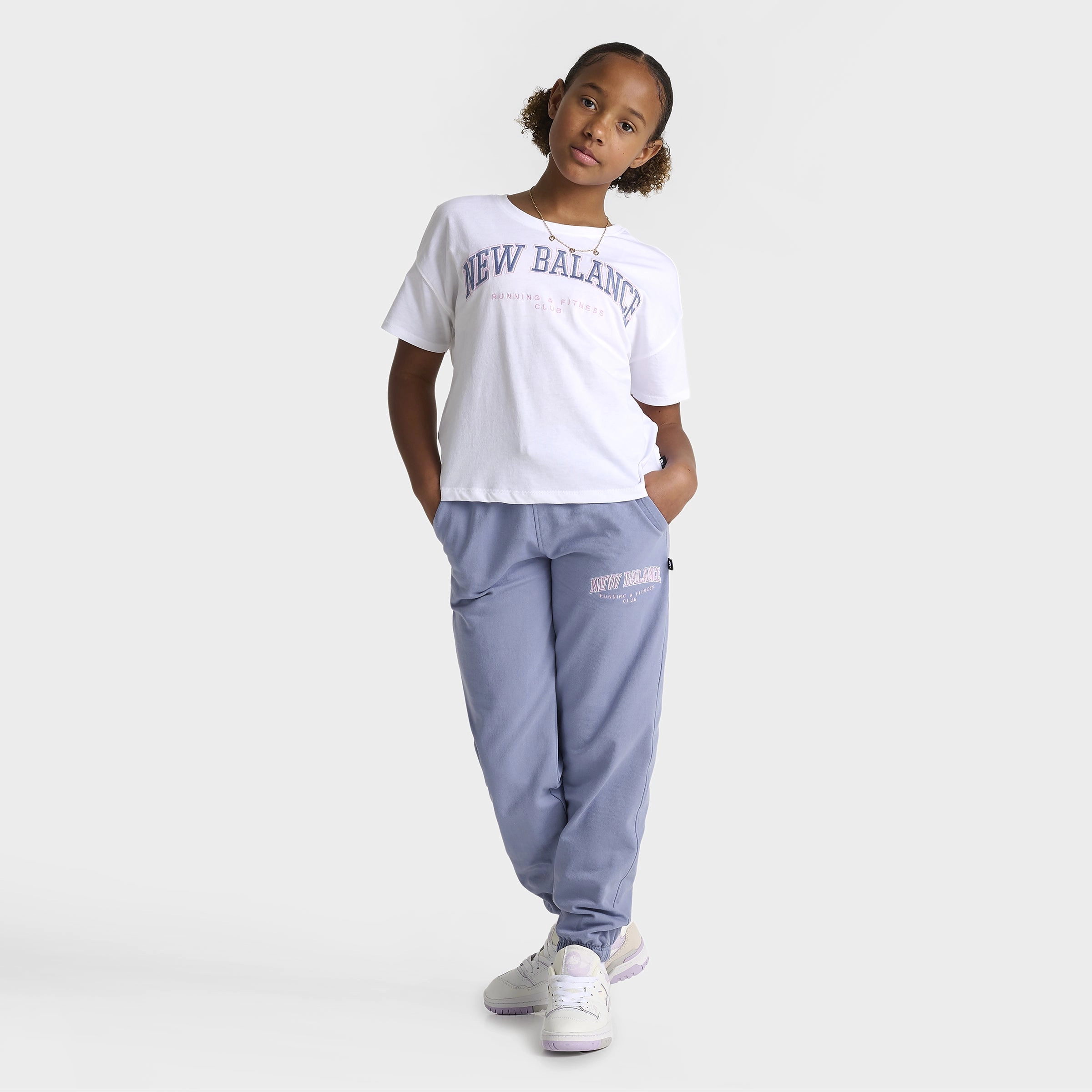 New Balance Junior Girls' Boxy Graphic Tee / White