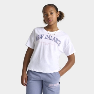 New Balance Junior Girls' Boxy Graphic Tee / White