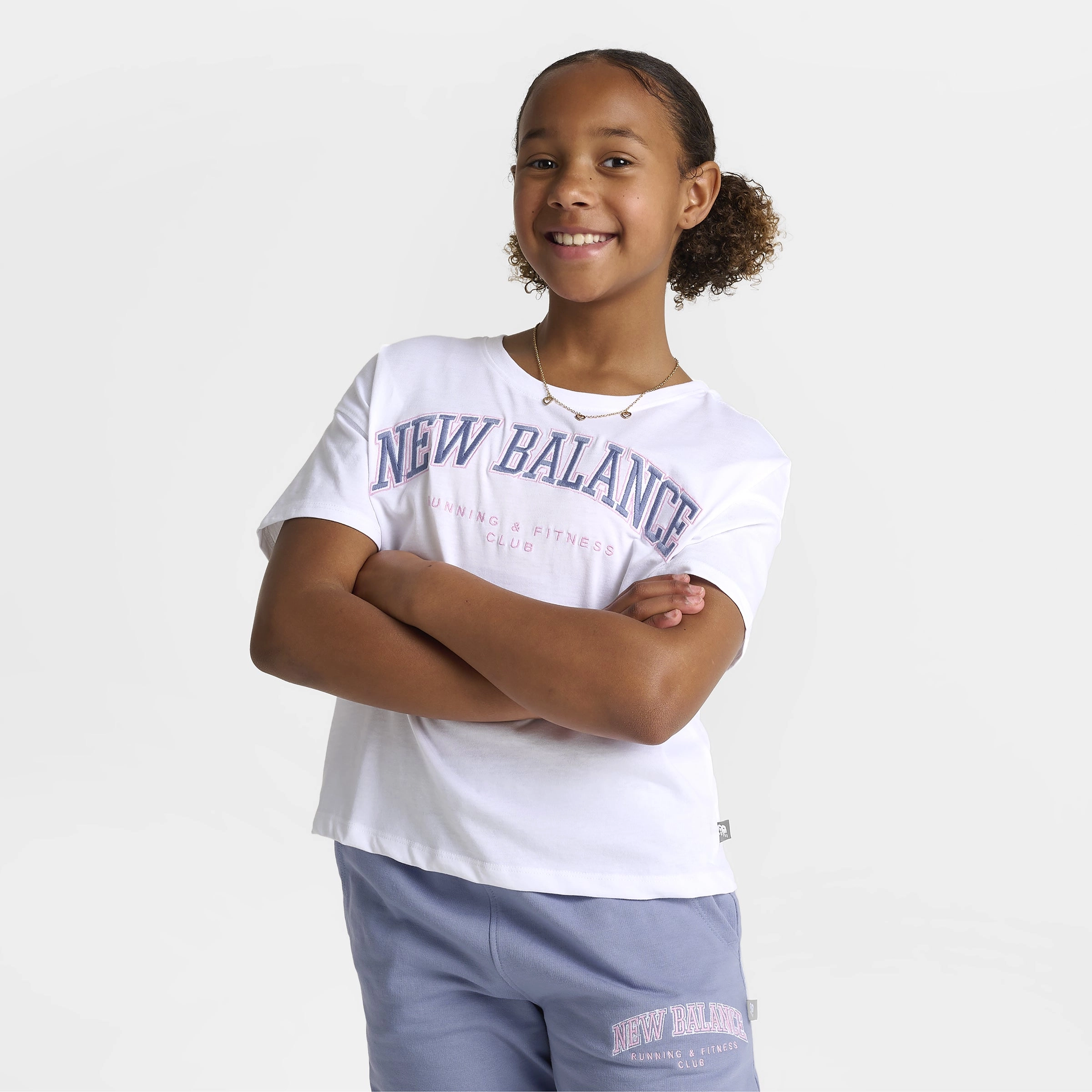 New Balance Junior Girls' Boxy Graphic Tee / White