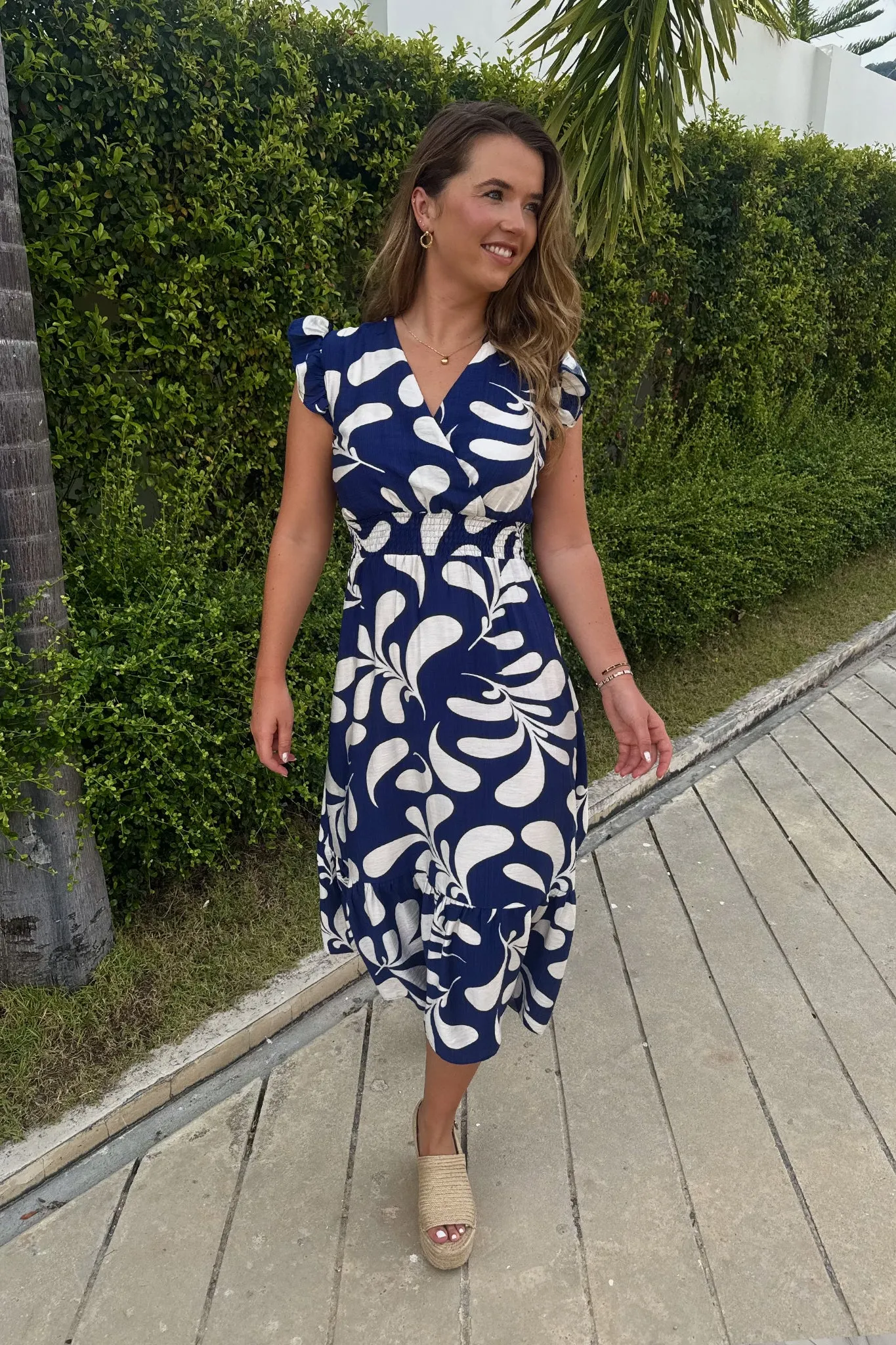 Nicole Navy & Cream Swirl Dress
