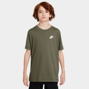 NIKE SPORTSWEAR JUNIORS' EMBROIDERED FUTURA T-SHIRT / MEDIUM OLIVE