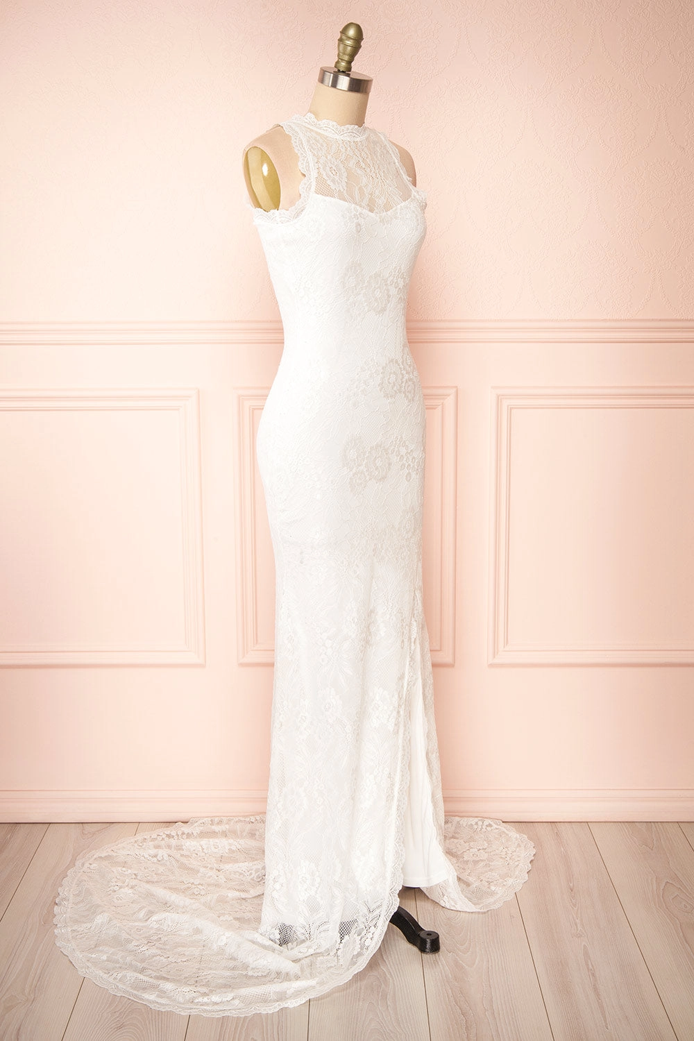 Patsy | White Lace Wedding Dress w/ Open-Back