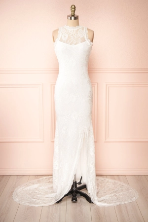 Patsy | White Lace Wedding Dress w/ Open-Back