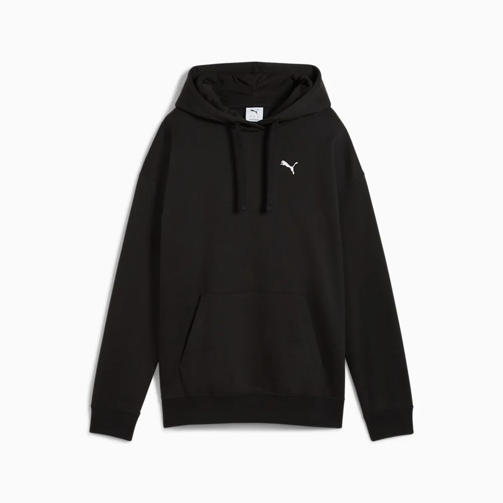 PUMA WOMEN'S ESSENTIALS SMALL LOGO RELAXED FLEECE BLACK HOODIE
