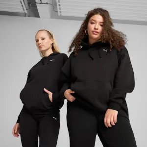 PUMA WOMEN'S ESSENTIALS SMALL LOGO RELAXED FLEECE BLACK HOODIE