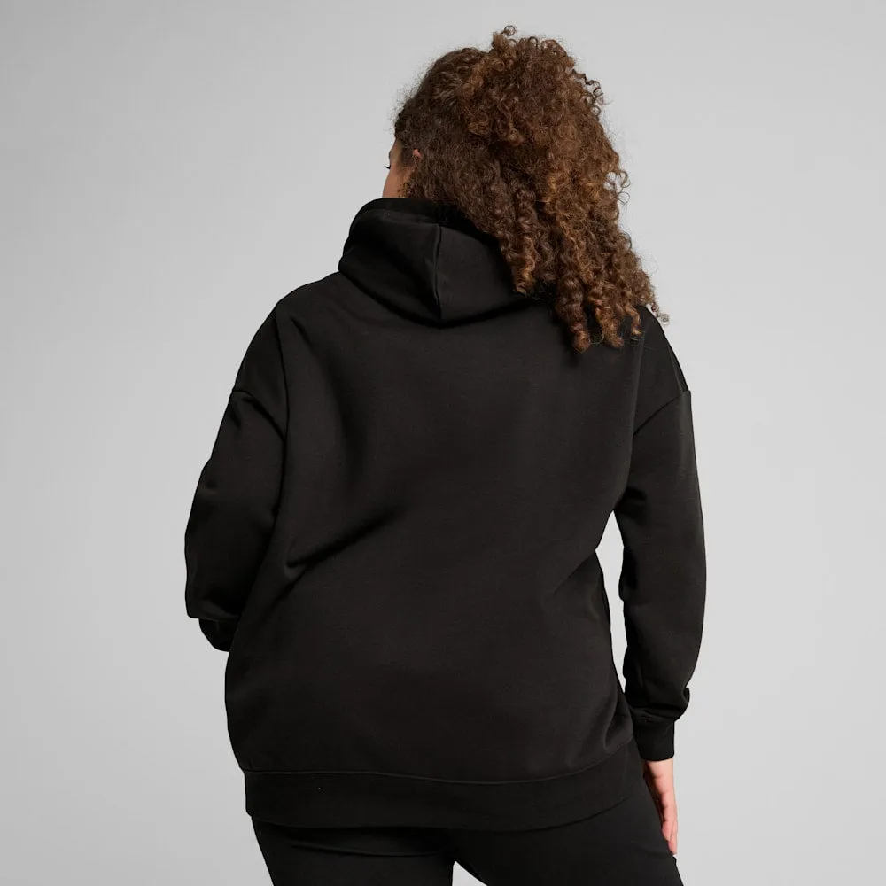 PUMA WOMEN'S ESSENTIALS SMALL LOGO RELAXED FLEECE BLACK HOODIE