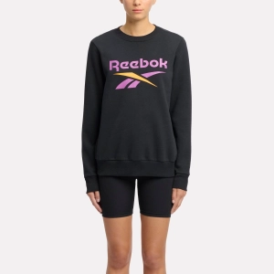 Reebok Identity Big Logo Fleece Crew Sweatshirt Black/Purple/Electric Amber