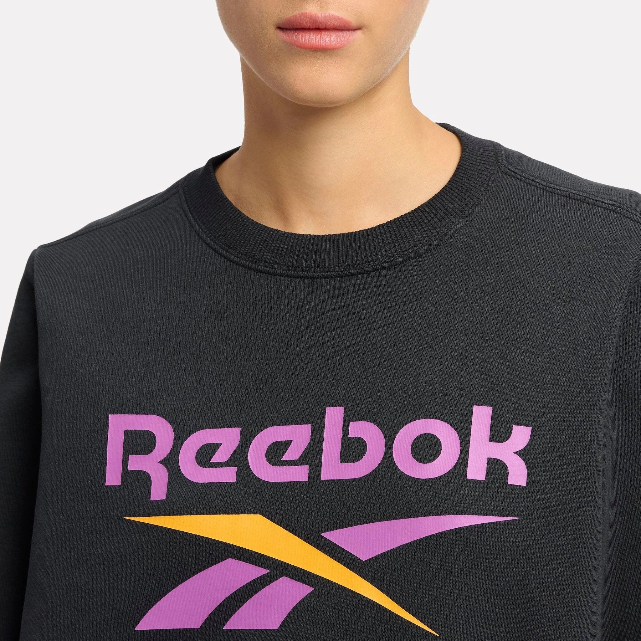 Reebok Identity Big Logo Fleece Crew Sweatshirt Black/Purple/Electric Amber