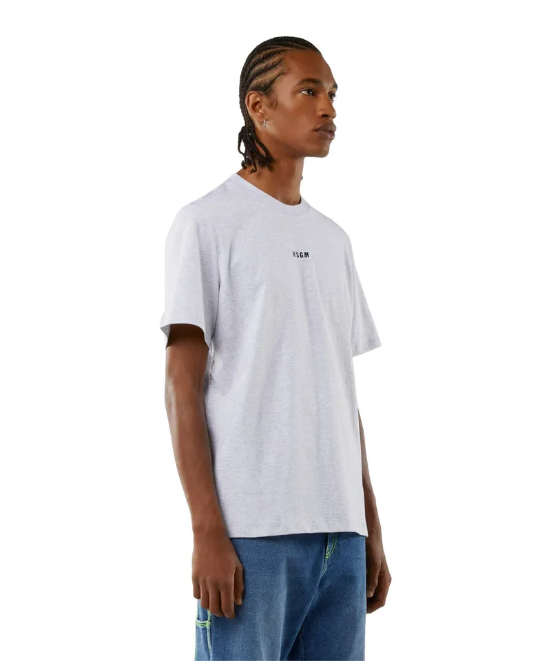 Round neck cotton T-shirt with micro logo Light Grey