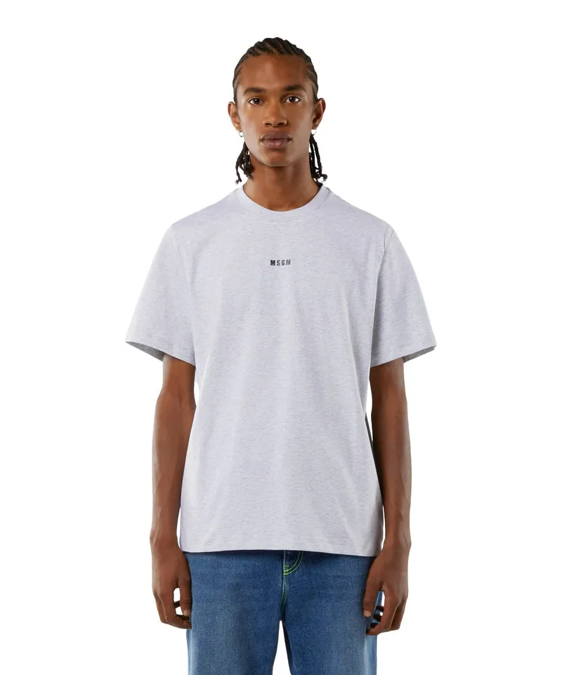 Round neck cotton T-shirt with micro logo Light Grey