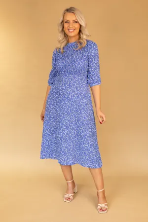 Roxy Blue Midi Smock Midi Dress