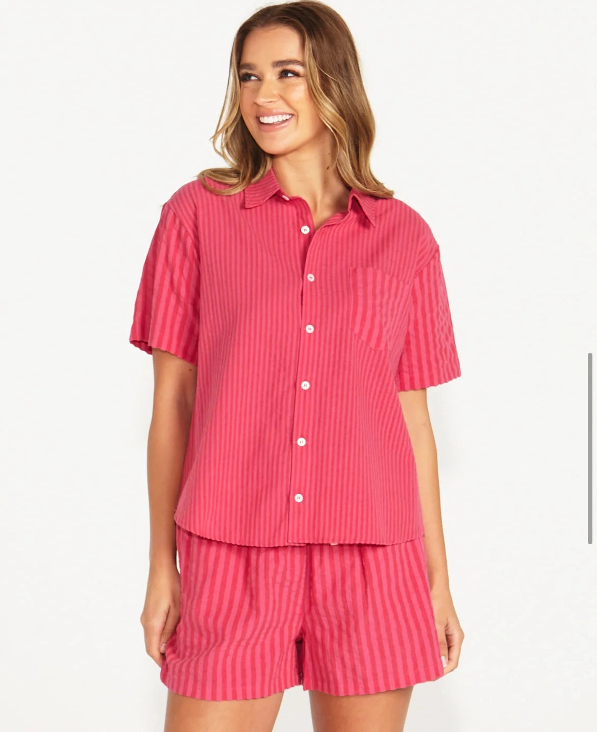 Sass Indie PJ Separates Set Pink Magenta