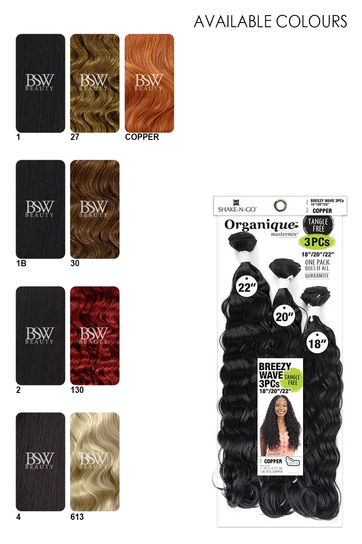 SHAKE N GO ORGANIQUE BREEZY WAVE 3PCS (18"20"22")