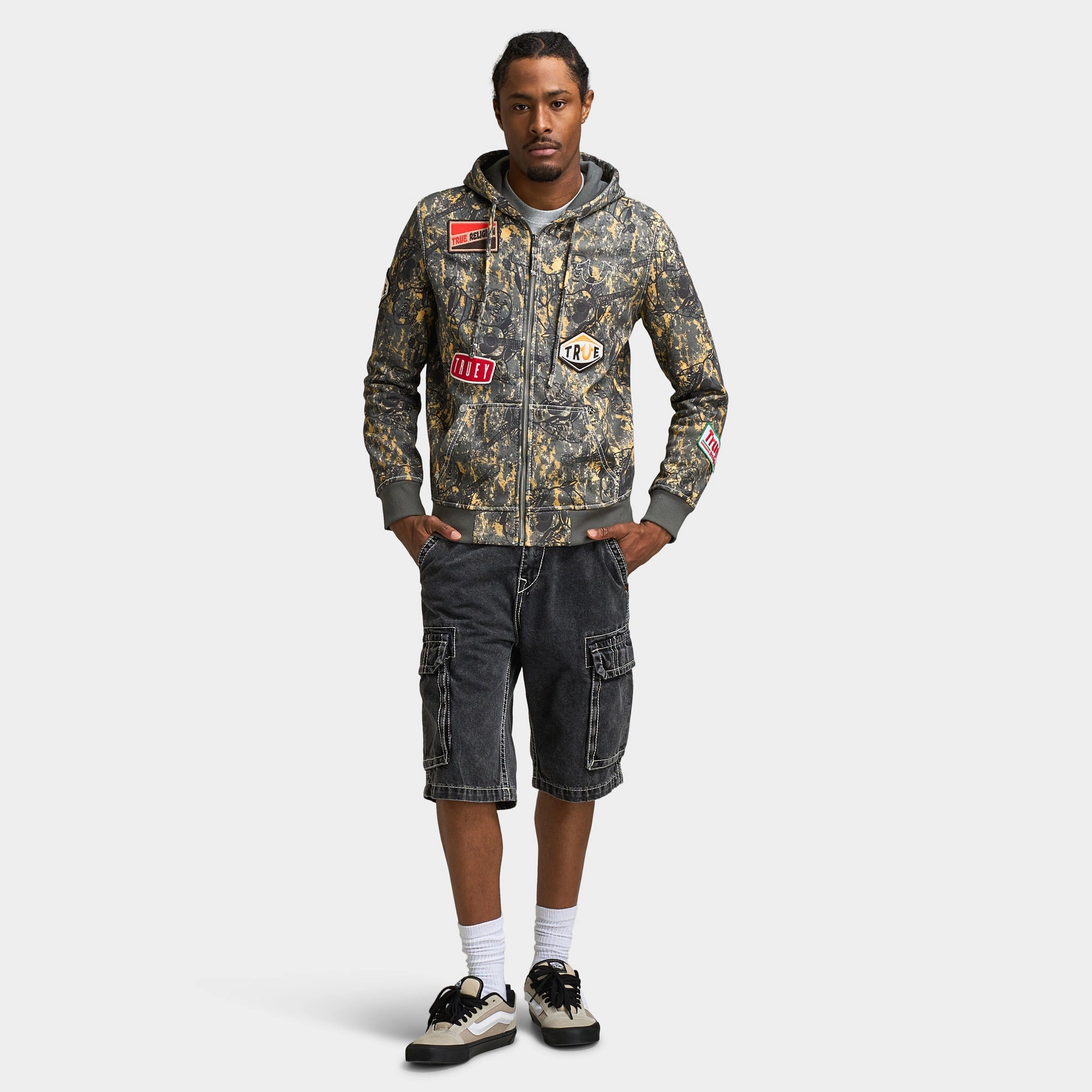 True Religion Patch Buddha Camo Big T Full Zip Hoodie / Buddha Camo