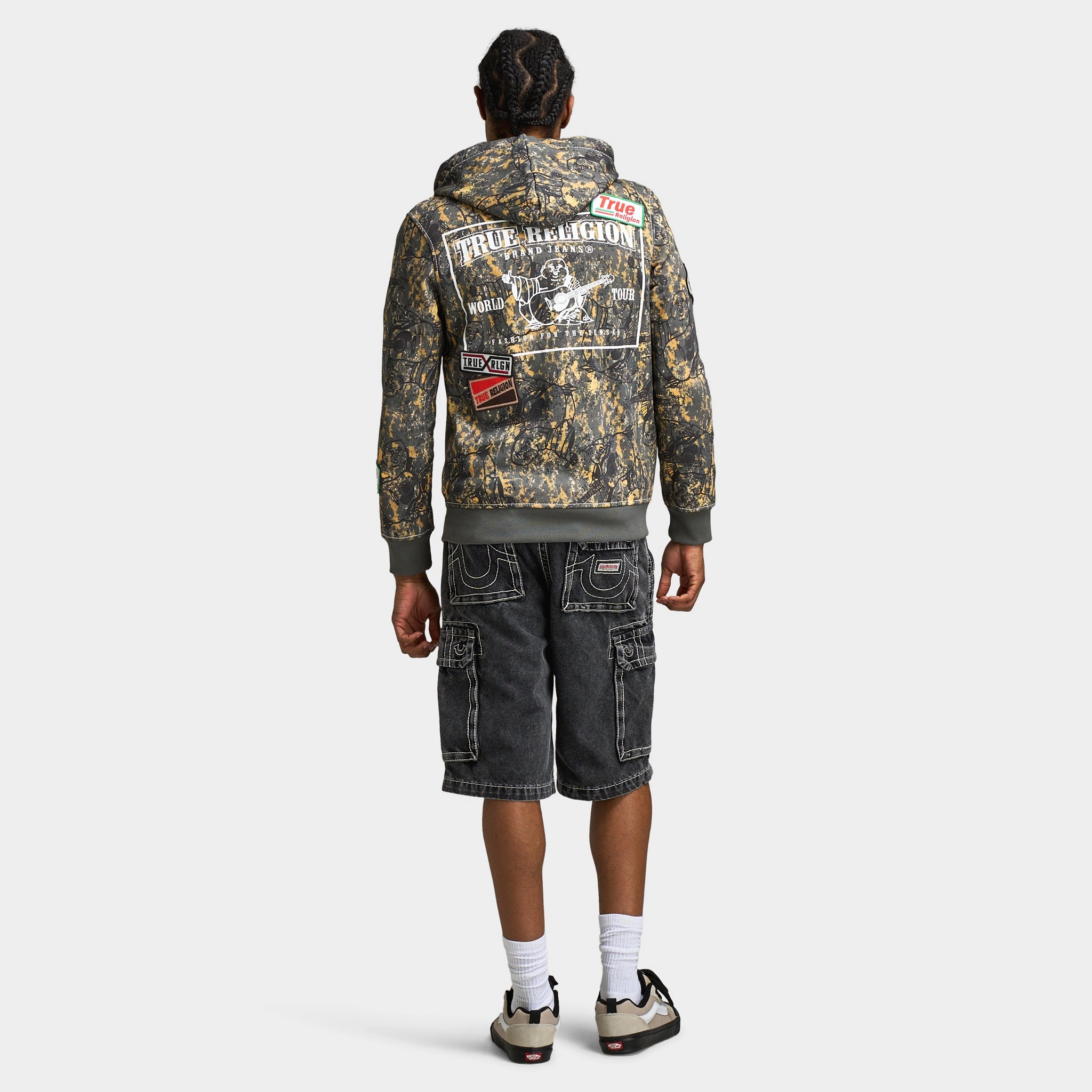 True Religion Patch Buddha Camo Big T Full Zip Hoodie / Buddha Camo