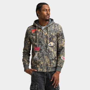 True Religion Patch Buddha Camo Big T Full Zip Hoodie / Buddha Camo