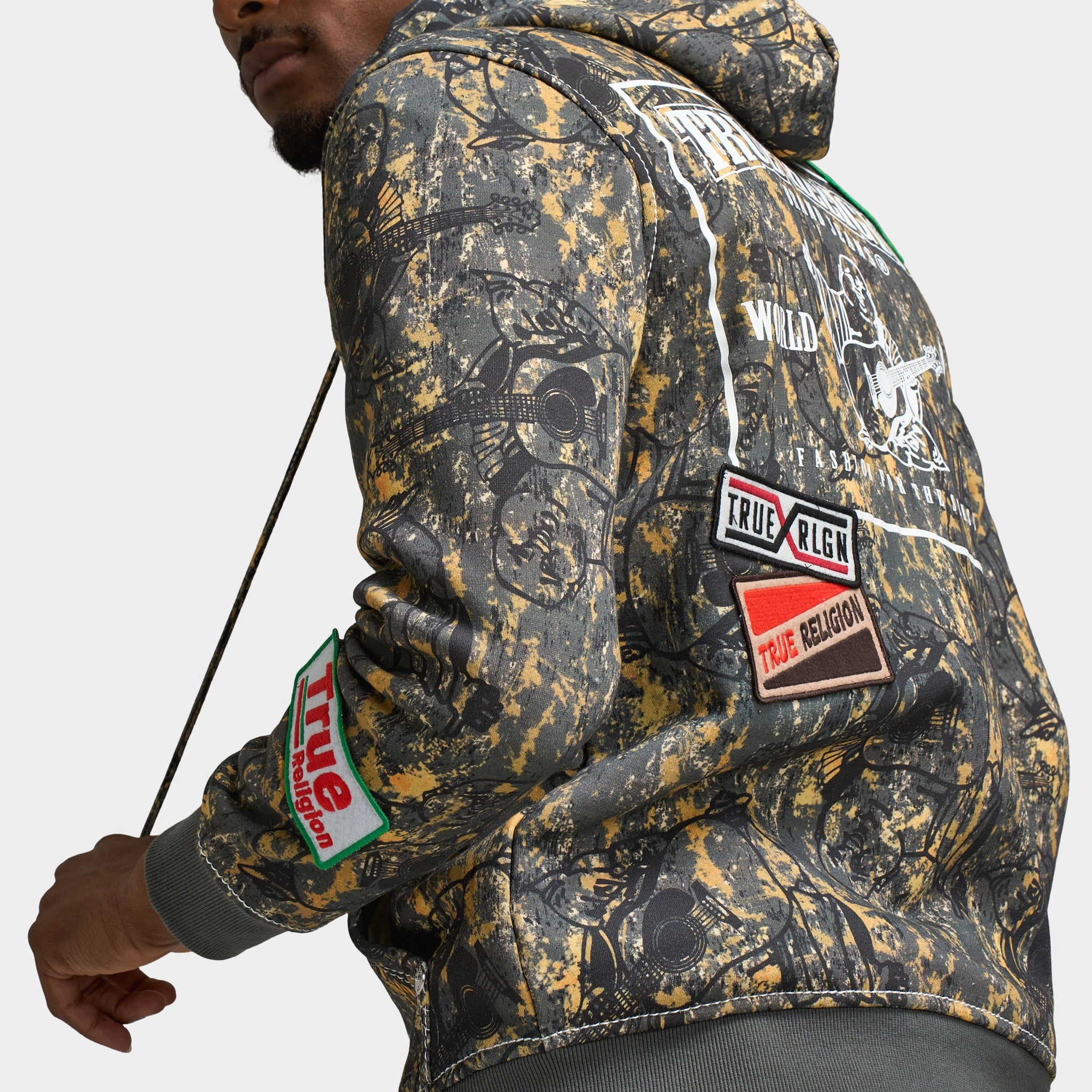 True Religion Patch Buddha Camo Big T Full Zip Hoodie / Buddha Camo