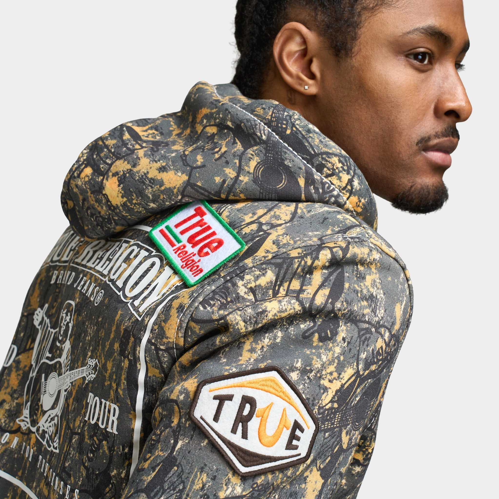 True Religion Patch Buddha Camo Big T Full Zip Hoodie / Buddha Camo