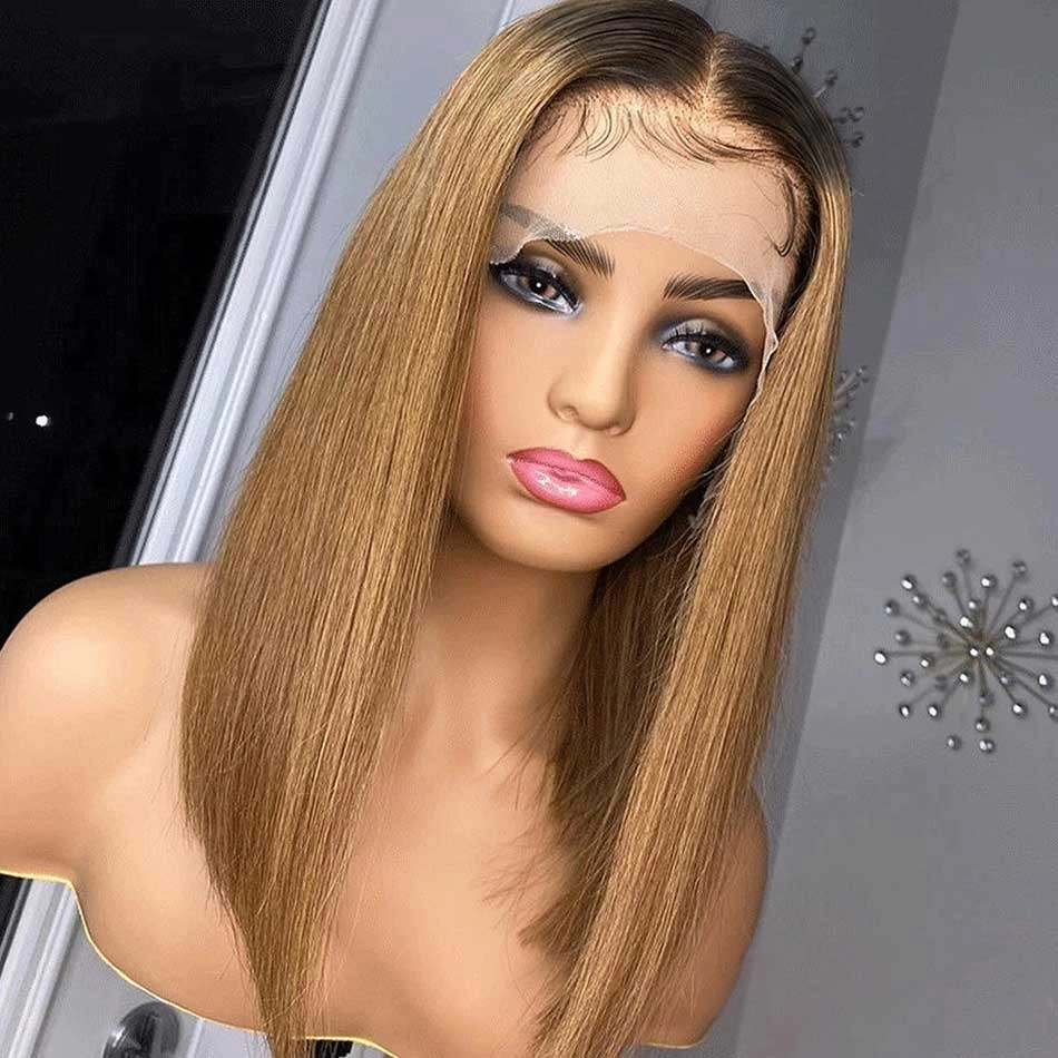 Tuneful Glueless Short 1b/27 Ombre Colored Human Hair Bob Wigs